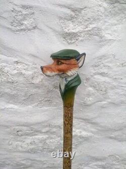 Wooden walking stick hand carved beautiful Dog wooden walking gift