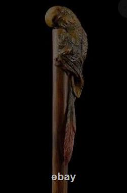 Wooden walking stick hand carved beautiful bird handmade wooden walking gift