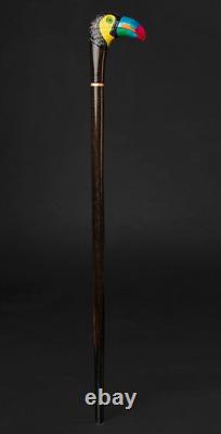 Wooden walking stick hand carved beautiful bird wooden walking cane