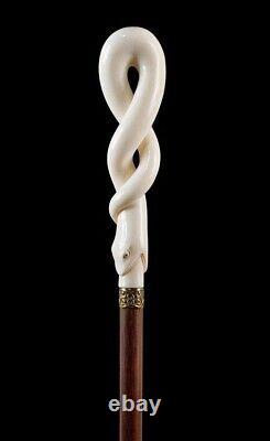 Wooden walking stick hand carved beautiful snake handmade walking cane