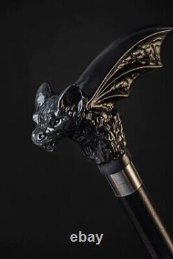 Wooden walking stick hand carved black bat wooden walking cane