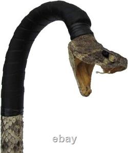 Wooden walking stick hand carved cobra snake handmade walking cane animal