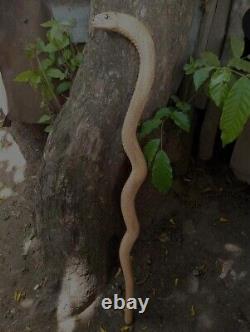 Wooden walking stick hand carved cobra snake handmade walking cane animal