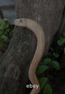 Wooden walking stick hand carved cobra snake handmade walking cane animal