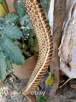 Wooden walking stick hand carved cobra snake handmade walking cane animal