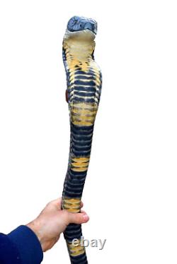 Wooden walking stick hand carved cobra snake handmade wooden walking cane