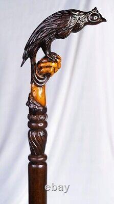 Wooden walking stick hand carved eagle wooden walking cane