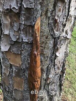 Wooden walking stick / hicking stick Hand Carved in the USA Pine Wood