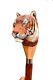 Wooden Walking Stick Realistic Tiger Head Wood, Wildlife Hand Carved Cane