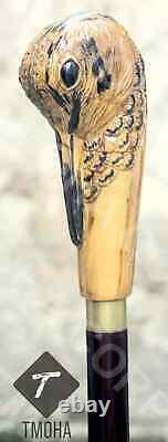 Wooden walking stick woodcock bird handle hand carved bird walking cane gift A1