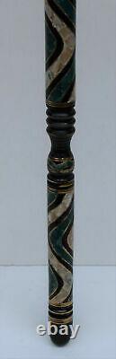 36 Malachite & Mother Of Pearl Inlaid Ebony Wooden Handmade Walking Cane Stick