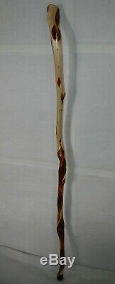 52 '' Stick Walking En Bois Handcrafted, Marqueté Calcédoine Cuivre, Diamant Willow