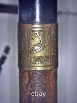 Antique 1933-34 Chicago World’s Fair Wooden Cane Walking Stick Hallmarked Band