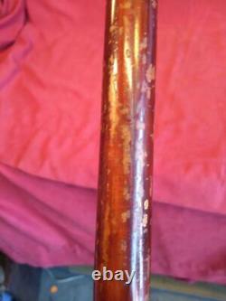 Antique Old Mens Mans Cane Walking Stick Wood Wooden 14k 14 Karat Gold Band
