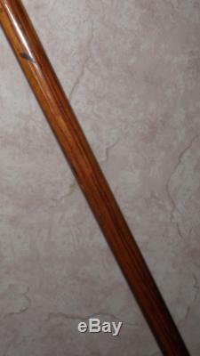 Bâton De Canne Antique En Bois Argent Poinçonné 85cm