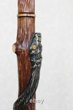 Bâton De Marche Aigle Américain Et Serpent Poignée Sculptée Et Bâton Canne En Bois
