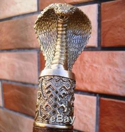 Bâton De Marche Bronze Canne Cobra Canne Accessoires En Bois Fait Main Pour Hommes