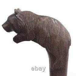 Bâton De Marche Canne En Bois Canne À Pied Main Fait À La Main Carving Bear Head Élégant
