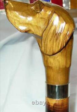Bâton De Marche En Bois Cane Dog Head Palm Grip Ergonomic Handle Animal Carvedstick