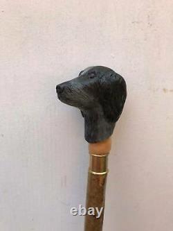 Bâton De Marche En Bois Cane Dog Head Palm Grip Ergonomic Handle Animal Wood Sculpté