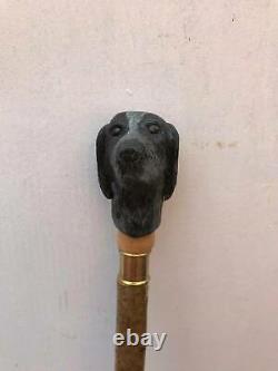 Bâton De Marche En Bois Cane Dog Head Palm Grip Ergonomic Handle Animal Wood Sculpté