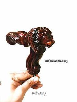 Bâton De Marche En Bois Cane Lion Head Palm Grip Ergonomic Handleanimal Wood Sculpté