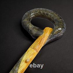 Bâton de marche Canne en bois Canne de marche faite à la main Sculpture sur bois à la main Serpent