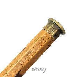 Bâton de marche à pommeau de mesure en bois antique du XIXe siècle