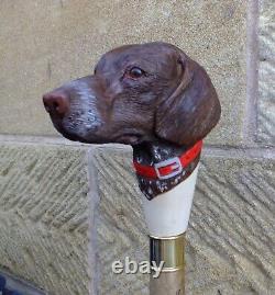 Bâton de marche avec poignée de chien Pointer sculptée à la main, canne de marche en bois