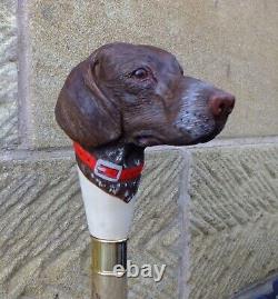 Bâton de marche avec poignée de chien Pointer sculptée à la main, canne de marche en bois