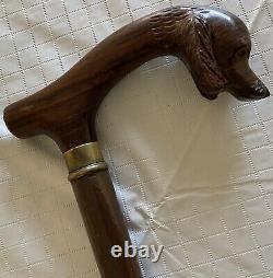 Bâton de marche avec poignée de tête de chien sculptée à la main, canne en bois avec pièce Dog.vn-balboa