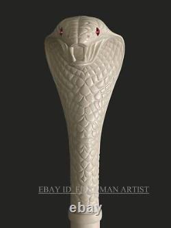 Bâton de marche avec poignée en forme de tête de serpent, style cobra, bâton en bois sculpté à la main, CADEAU.