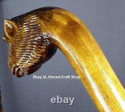 Bâton de marche avec poignée en forme de tête de singe sculptée à la main - Cadeau fait main