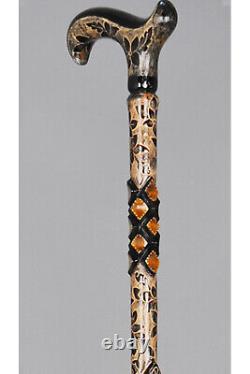 Bâton de marche élégant vintage fait main avec motif de serpent, sculpté en bois, cadeau