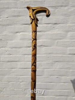 Bâton de marche en bois - Canne de marche design sculptée à la main pour hommes et femmes.