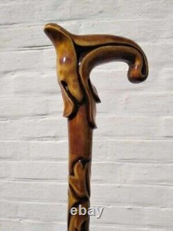 Bâton de marche en bois - Canne de marche design sculptée à la main pour hommes et femmes.