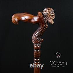 Bâton de marche en bois Viking guerrier homme Poignée ergonomique Original GC-Artis