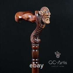 Bâton de marche en bois Viking guerrier homme Poignée ergonomique Original GC-Artis