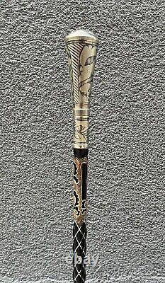 Bâton de marche en bois à tête de baguette d'argent, canne sculptée à la main unique, NOUVELLE SAISON
