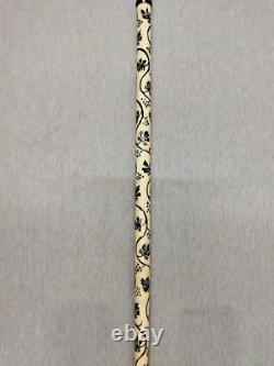 Bâton de marche en bois blanc à tête argentée, canne sculptée de haute qualité spéciale