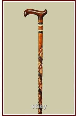 Bâton de marche en bois brun fait à la main, spécial et de haute qualité, sculpté