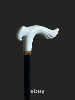 Bâton de marche en bois de canne d'oiseau blanc sculpté à la main fabriqué à la main
