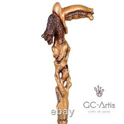 Bâton de marche en bois en forme d'ours pour homme hommes Cane en bois sculpté à la main GC-Artis