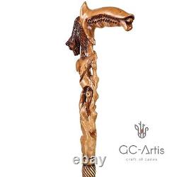 Bâton de marche en bois en forme d'ours pour homme hommes Cane en bois sculpté à la main GC-Artis