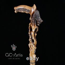 Bâton de marche en bois en forme d'ours pour homme hommes Cane en bois sculpté à la main GC-Artis