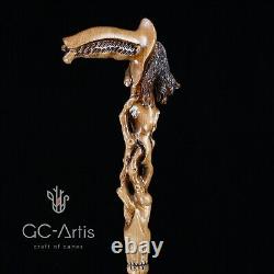 Bâton de marche en bois en forme d'ours pour homme hommes Cane en bois sculpté à la main GC-Artis