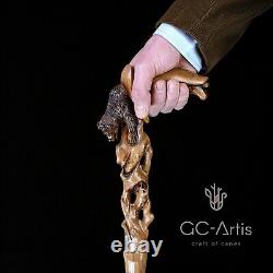 Bâton de marche en bois en forme d'ours pour homme hommes Cane en bois sculpté à la main GC-Artis