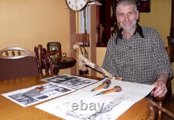 Bâton de marche en bois en forme d'ours pour homme hommes Cane en bois sculpté à la main GC-Artis