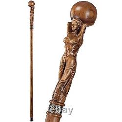Bâton de marche en bois fantaisie de déesse, fait à la main, canne de marche unique pour homme et femme.