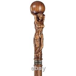 Bâton de marche en bois fantaisie de déesse, fait à la main, canne de marche unique pour homme et femme.